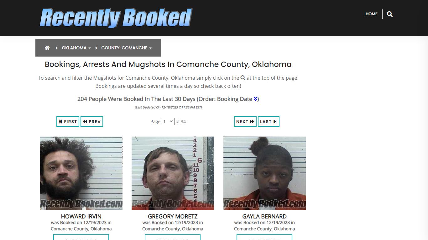 Bookings, Arrests and Mugshots in Comanche County, Oklahoma